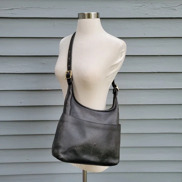 Vintage Coach 9058 Hobo Black Glovetanned Leather Zip Shoulder Bag‎ Daypack - Picture 8 of 8